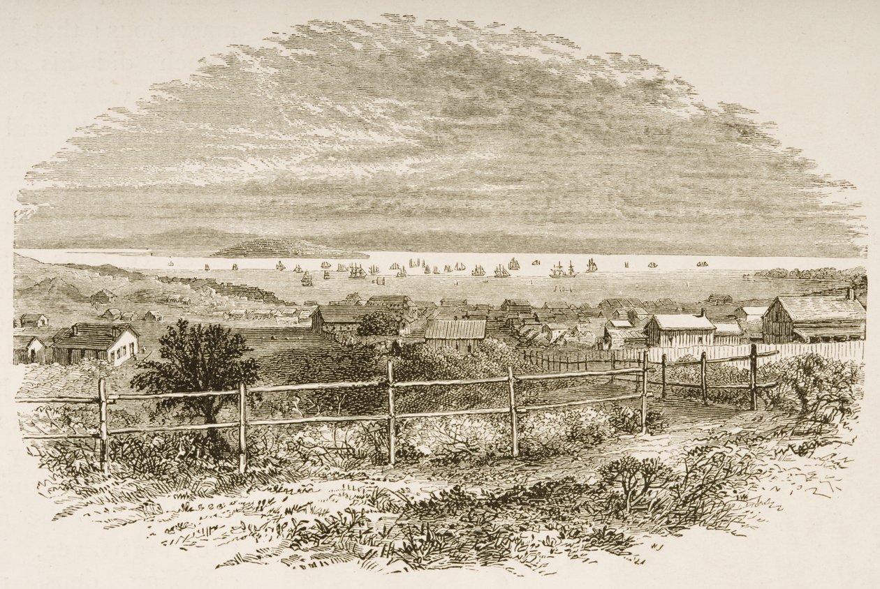 San Franciscossa vuonna 1849, "American Pictures" -julkaisusta, julkaissut The Religious Tract Society, 1876 (kaiverrus) tekijältä English School