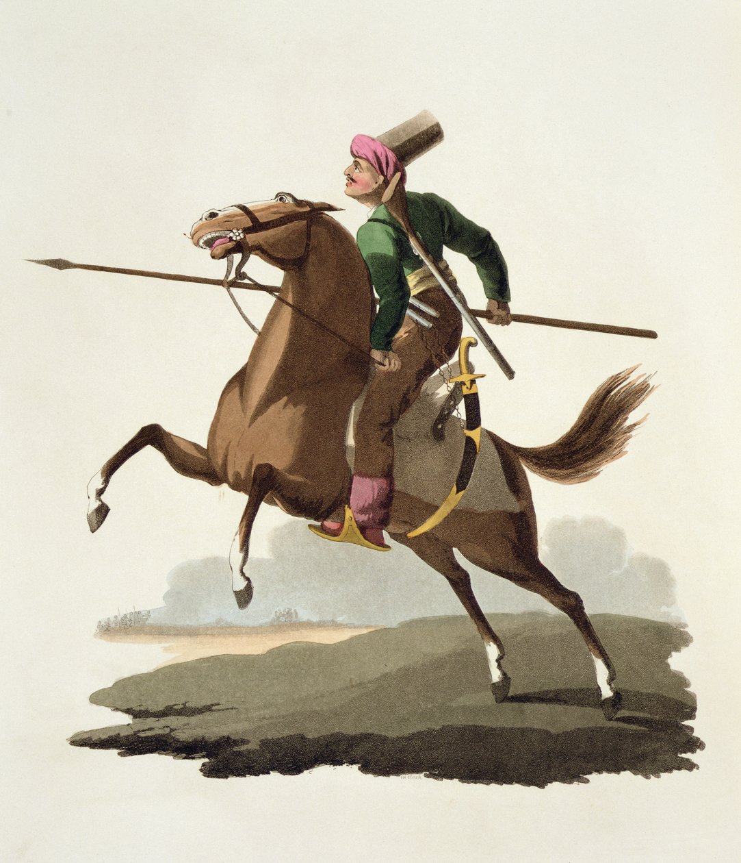 Saphir, julkaisusta Costumes of the Various Nations, Volume VII, The Military Costume of Turkey, kirjoittanut Thomas MacLean, julkaistu n. 1800-1818 (käsinvärinen akvatinta) tekijältä English School