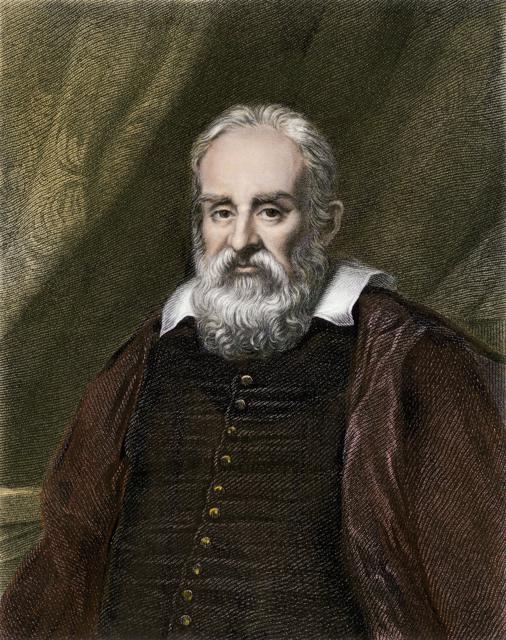 Tieteet ja tutkijat: Galileo Galilei dit Galilei, italialainen tähtitieteilijä (1564-1642). Värikaiverrus. tekijältä English School