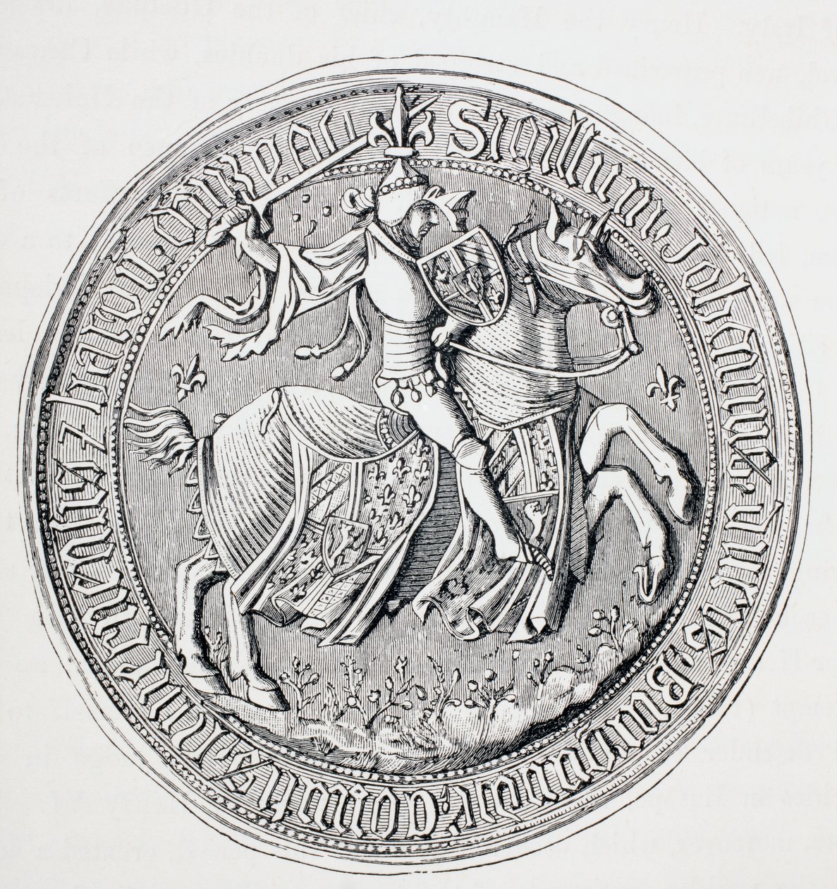 Jean II:n, Burgundin herttuan, Neversin kreivin ja Donzyn paronin sinetti, n. 1880 tekijältä English School