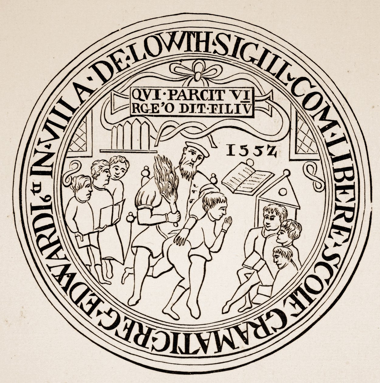 Louth Grammar Schoolin sinetti, 1552 (seepiakuva) tekijältä English School