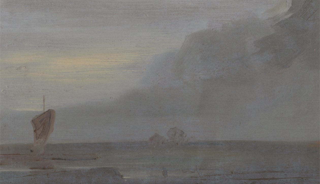 Merikappale veneillä: Ilta, aiemmin J.M.W. Turner (1775-1851) ja myös Peter de Wint (1784-1849), 1810-20 (öljy paperille) tekijältä English School