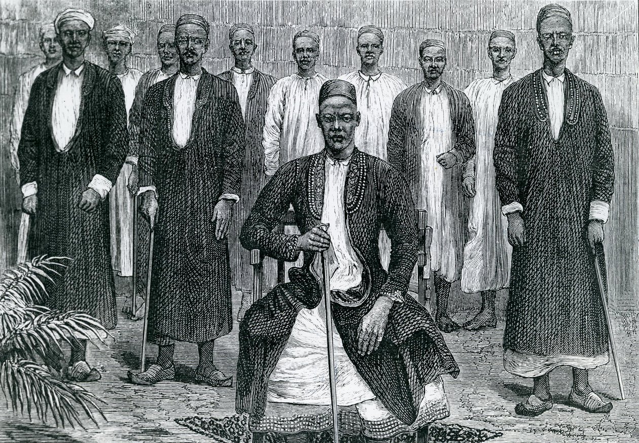 Sekebobo Chagwen päällikkö, Mtesa Ugandan päällikkö, Chambarango ja Pokino pääministeri (kaiverrus) tekijältä English School