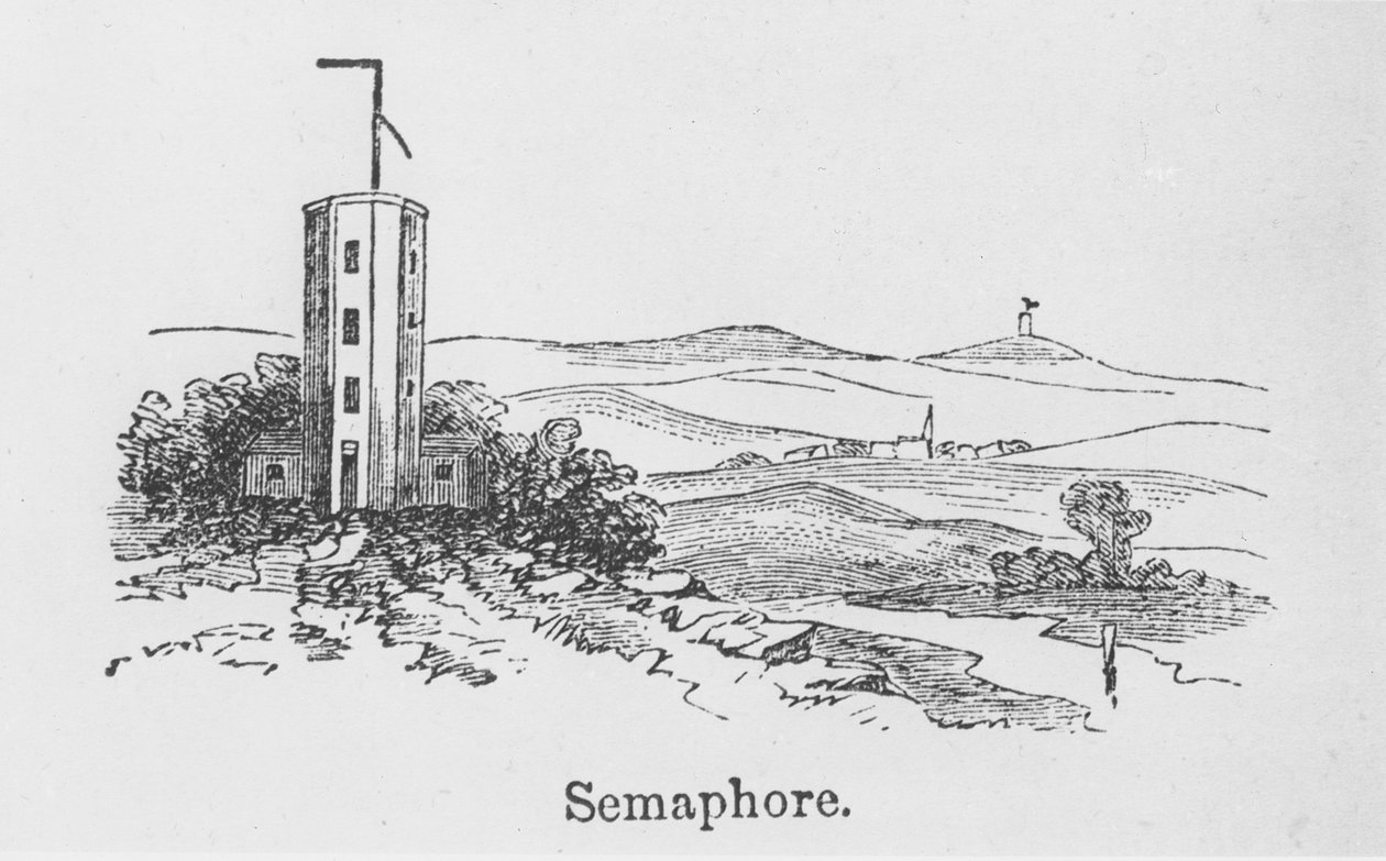 Semaforitorni, n. 1840 (kaiverrus) tekijältä English School