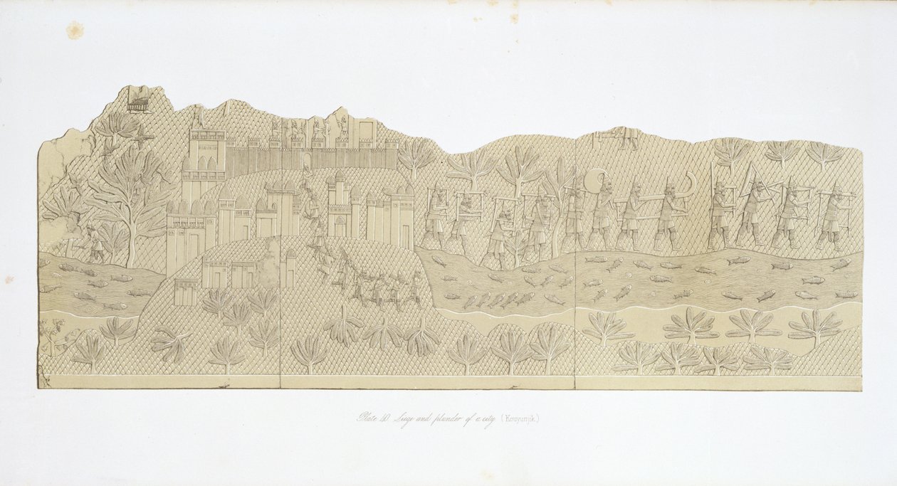 Kaupungin piiritys ja ryöstö, Koujunjik, Austen Henry Layardin (1817-94) levy 40 Ninivestä ja sen jäännökset, julkaistu 1849 tekijältä English School