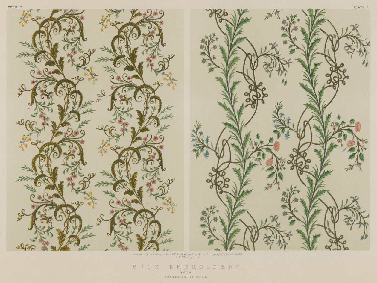 Konstantinopolin silkkikirjonta (chromolitho) tekijältä English School