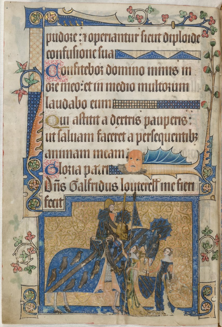 Sir Geoffrey Luttrell hevosen selässä "Luttrell Psalterista", n. 1325-35 (vellum) tekijältä English School