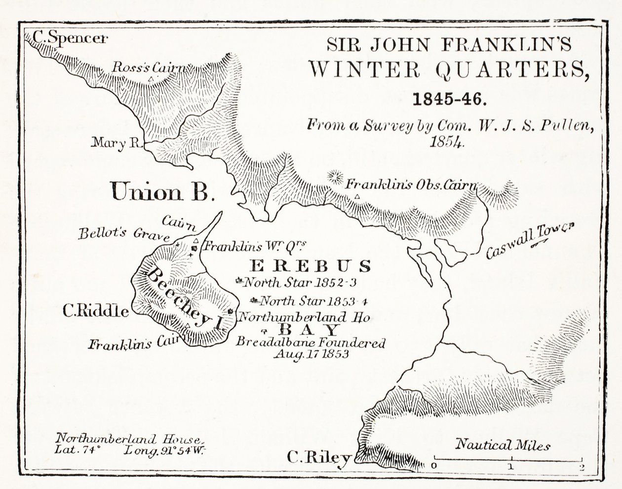 Sir John Franklins Winter Quarters, 1845-1846 Com. W.J.S. Pullen 1854, pub. 1854 tekijältä English School