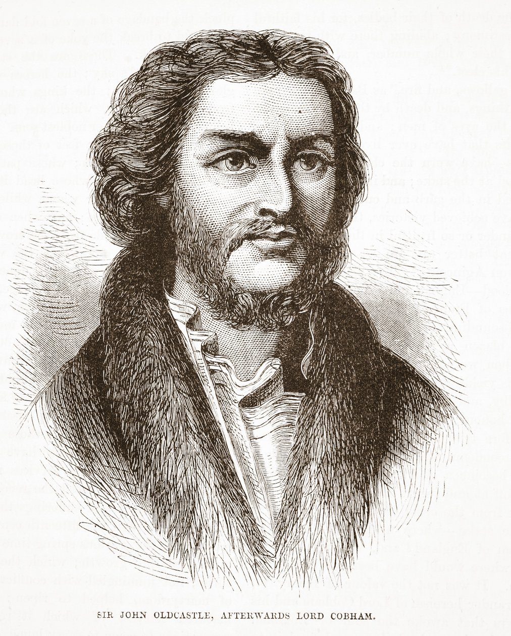 Sir John Oldcastle, myöhemmin Lord Cobham, kuvitus James Aitken Wylien (1808-1890) teoksesta The History of Protestantism, pub. 1878 tekijältä English School
