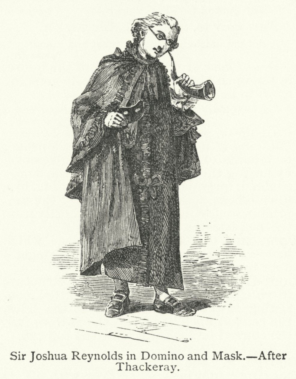Sir Joshua Reynolds teoksessa Domino ja naamio (kaiverrus). tekijältä English School