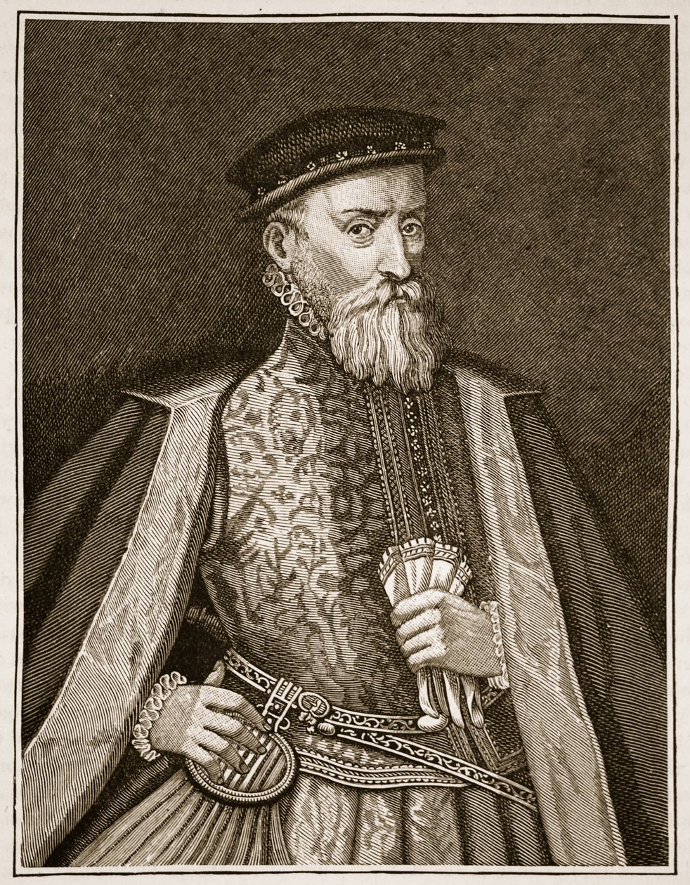 Sir Thomas Gresham, kuvitus Cassells Illustrated History of Englandista (seepiakuva) tekijältä English School