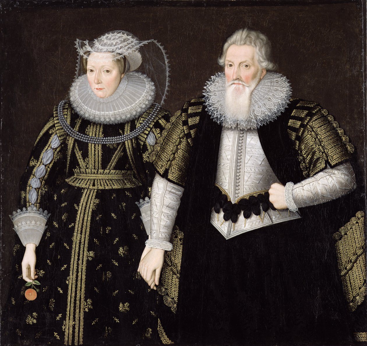 Sir Thomas Mansel (1556-1631) ja Jane (Pole) Lady Mansel (öljy kankaalle) tekijältä English School