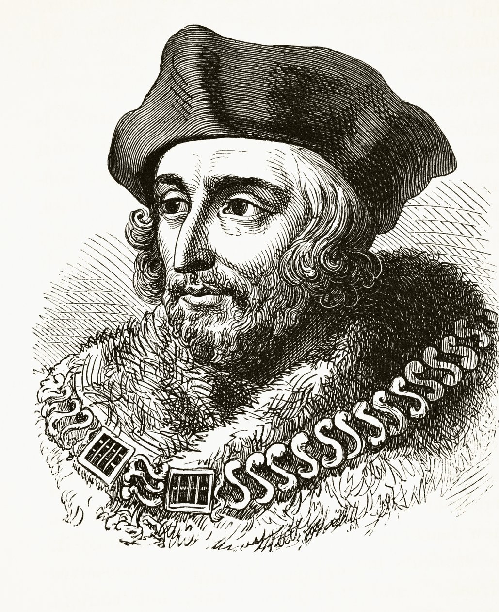 Sir Thomas More, William Hickman Smith Aubreyn (1858-1916) teoksesta The National and Domestic History of England, julkaistu Lontoossa, noin 1890 tekijältä English School