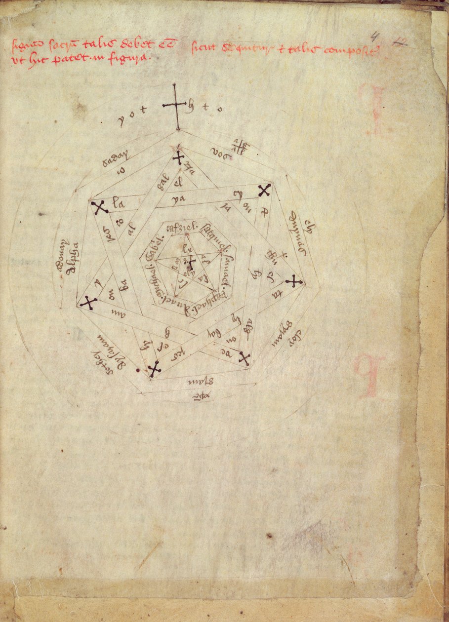Sloane Ms 313 fol.4 Jumalan sinetti (vellum) tekijältä English School