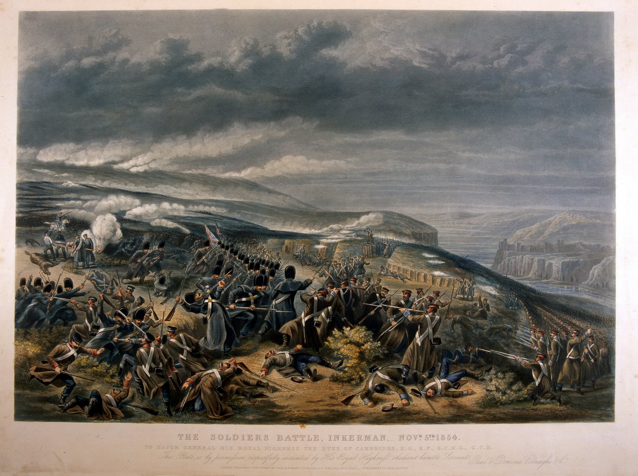 Sotilaita Inkermanin taistelussa Krimin sodan aikana, 5. marraskuuta 1854, 1855 tekijältä English School