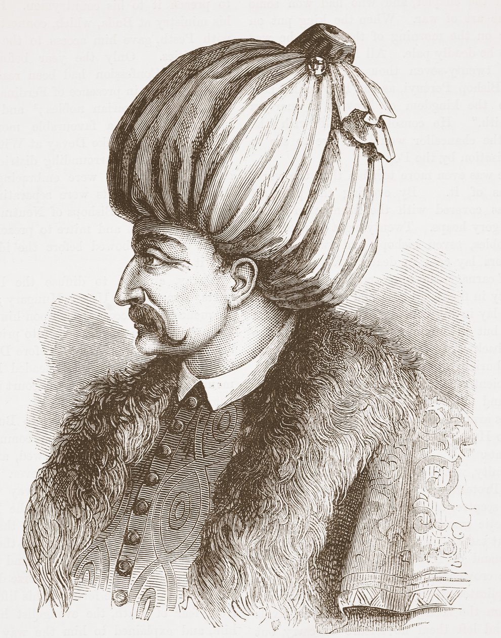 Soliman the Magnificent (julkaisusta Bibliotheque Nationalessa), kuvitus James Aitken Wylien (1808-1890) Protestantismin historiasta, pub. 1878 tekijältä English School