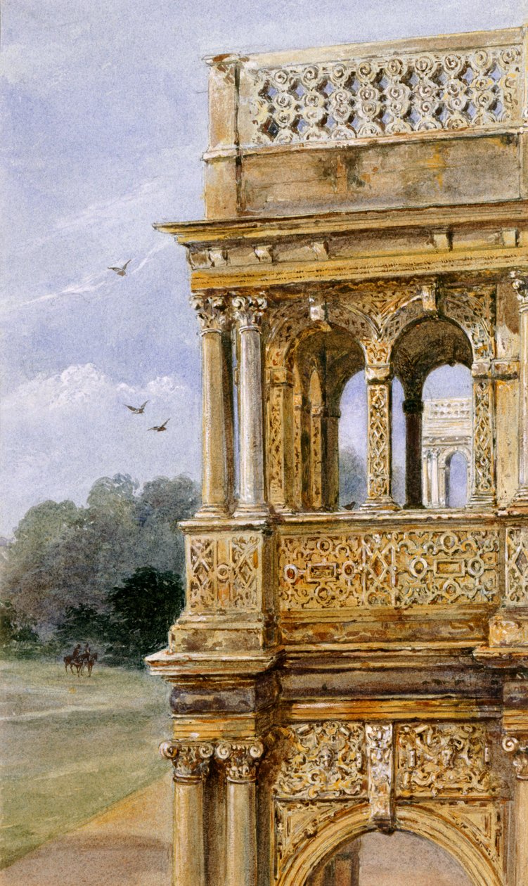 Eteläkuisti, Audley End House, 1800-luvun loppu (akvarelli paperille) tekijältä English School