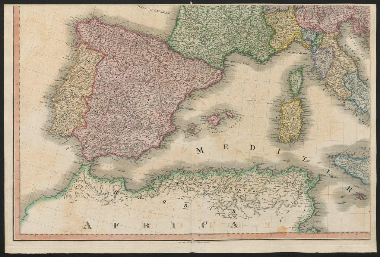 Espanja ja Portugali, Euroopasta, kuvailevat kaikki alueen muutokset sekä niiden poikkeamat useiden sen useiden imperiumien ja valtioiden rajalinjoissa, jotka hyväksyivät ja vahvistivat Pariisin lopullisen sopimuksen, 20. marraskuuta 1815, julkaistu 1816 ( tekijältä English School