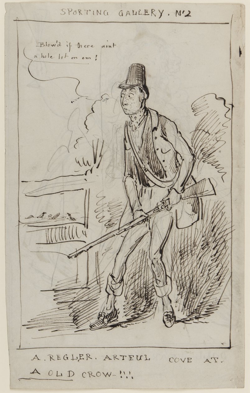 Sporting Gallery No.2, A Regler, Artful Cove at a Old Crow, n. 1825 (kynä ja muste paperille) tekijältä English School