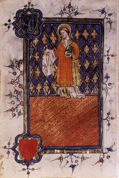 Pyhä Barnabas, tuntikirjasta, n. 1400-40 (vellum) tekijältä English School