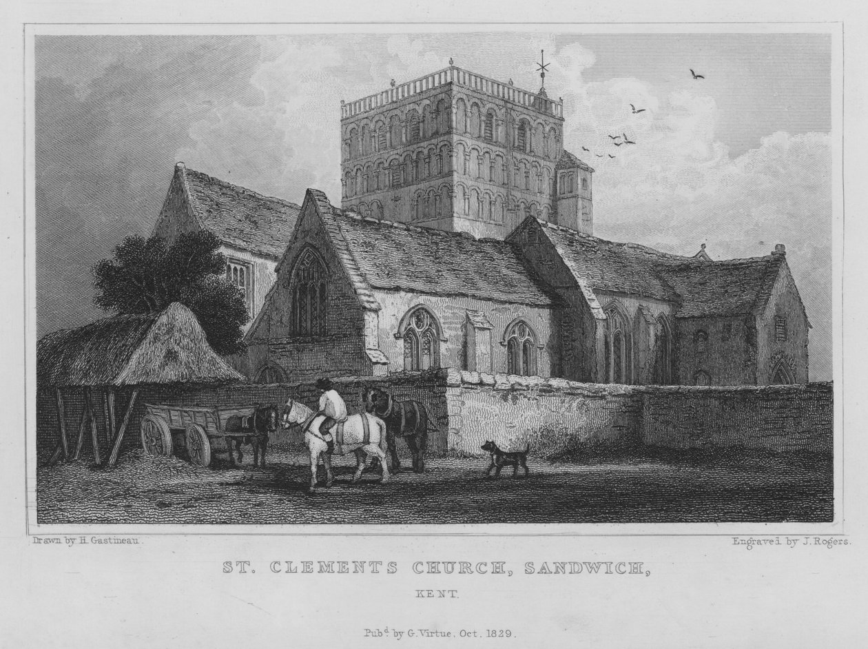 Pyhän Clementin kirkko, Sandwich, Kent (kaiverrusleikkaus) tekijältä English School