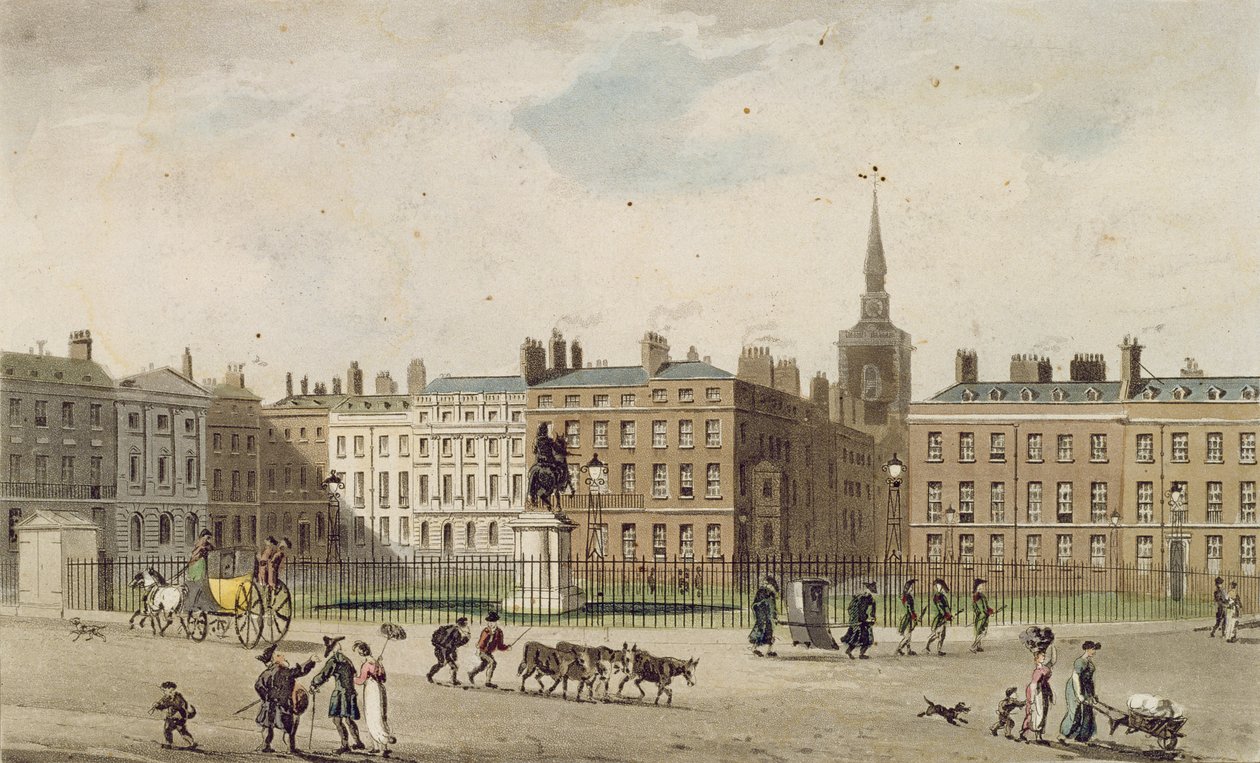 Pyhän Jaakon aukio, 1812 (värillinen akvatinta) tekijältä English School