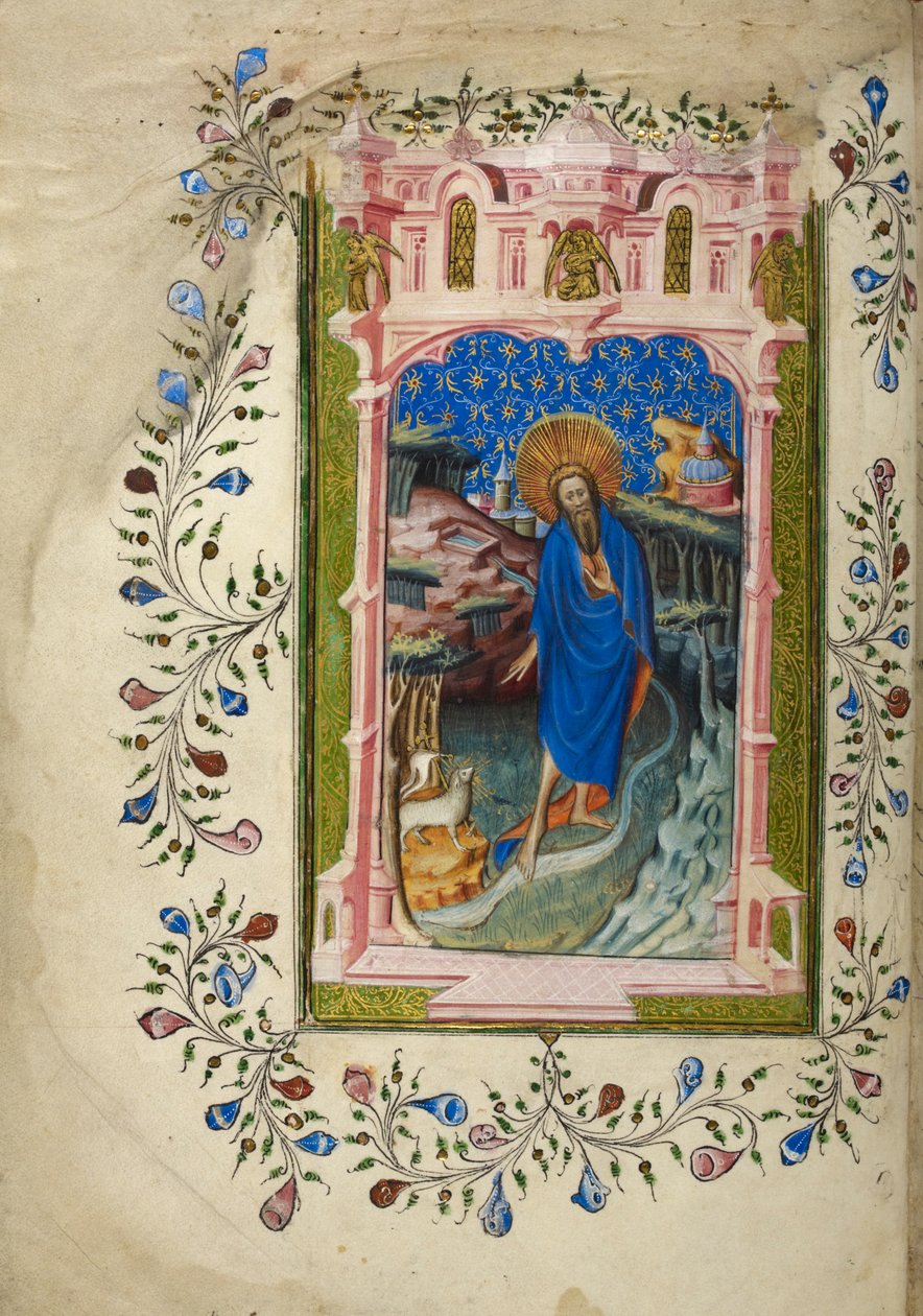 Johannes Kastaja ja Agnus Dei 1405-10 (väri pergamentilla) tekijältä English School