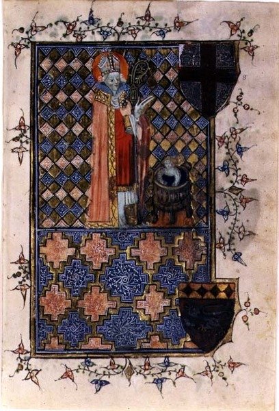 Pyhä Nikolaus elvyttämässä nuoruutta, tuntikirjasta, n. 1400-40 (vellum) tekijältä English School