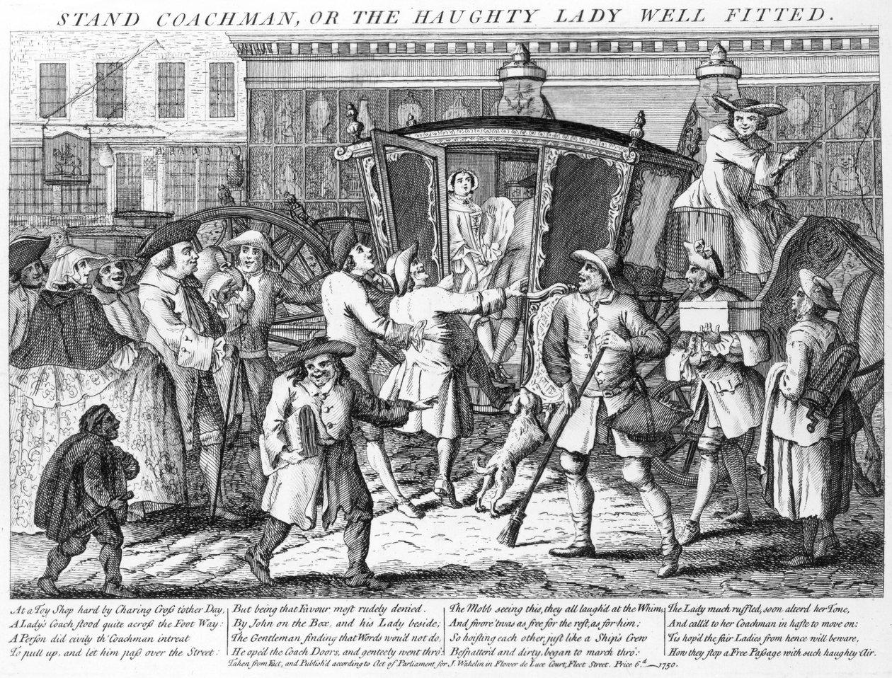 Stand Coachman or the Haughty Lady Well Fitted, julkaisija J. Wakelin, 1750 tekijältä English School