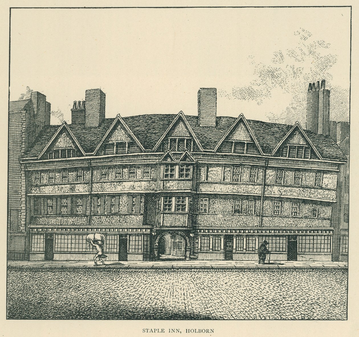 Staple Inn, Holborn (litografia) tekijältä English School