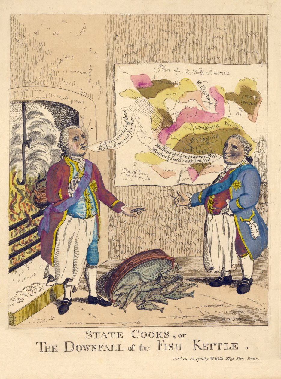 State Cooks tai The Downfall of the Fish Kettle, pubi. 1781 (käsinvärinen kaiverrus) tekijältä English School