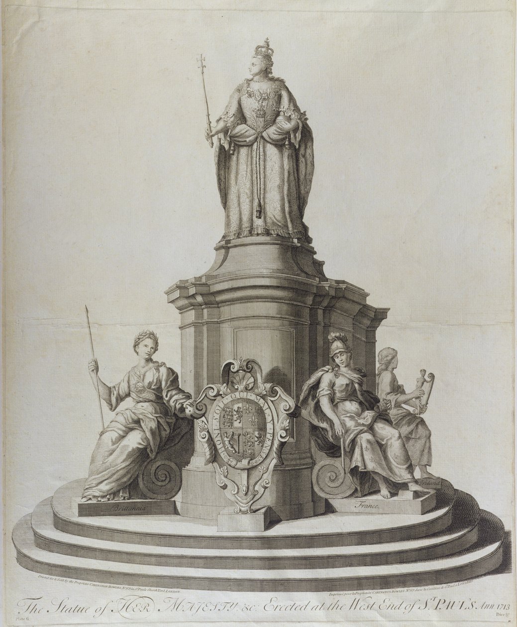 Kuningatar Annen patsas (1665-1714), julkaistu 1713 tekijältä English School