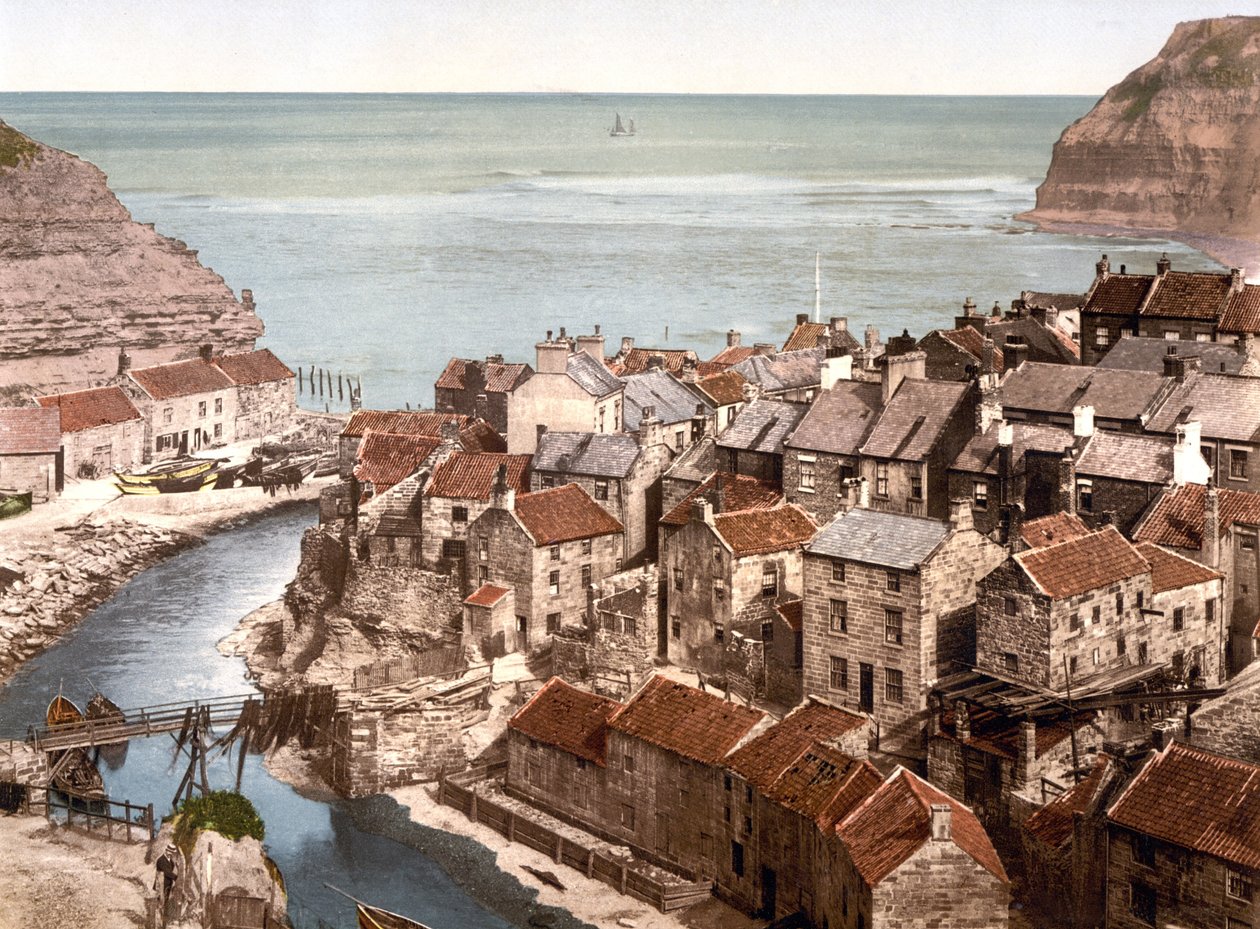 Staithes (käsinvärinen kuva) tekijältä English School