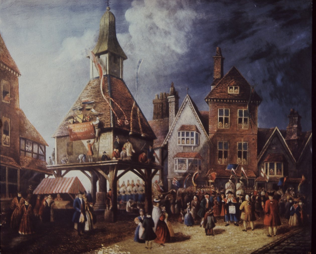 Stratford-on-Avon, Shakespearen juhlapäivä vuonna 1769 High Crossilla (värilitho) tekijältä English School