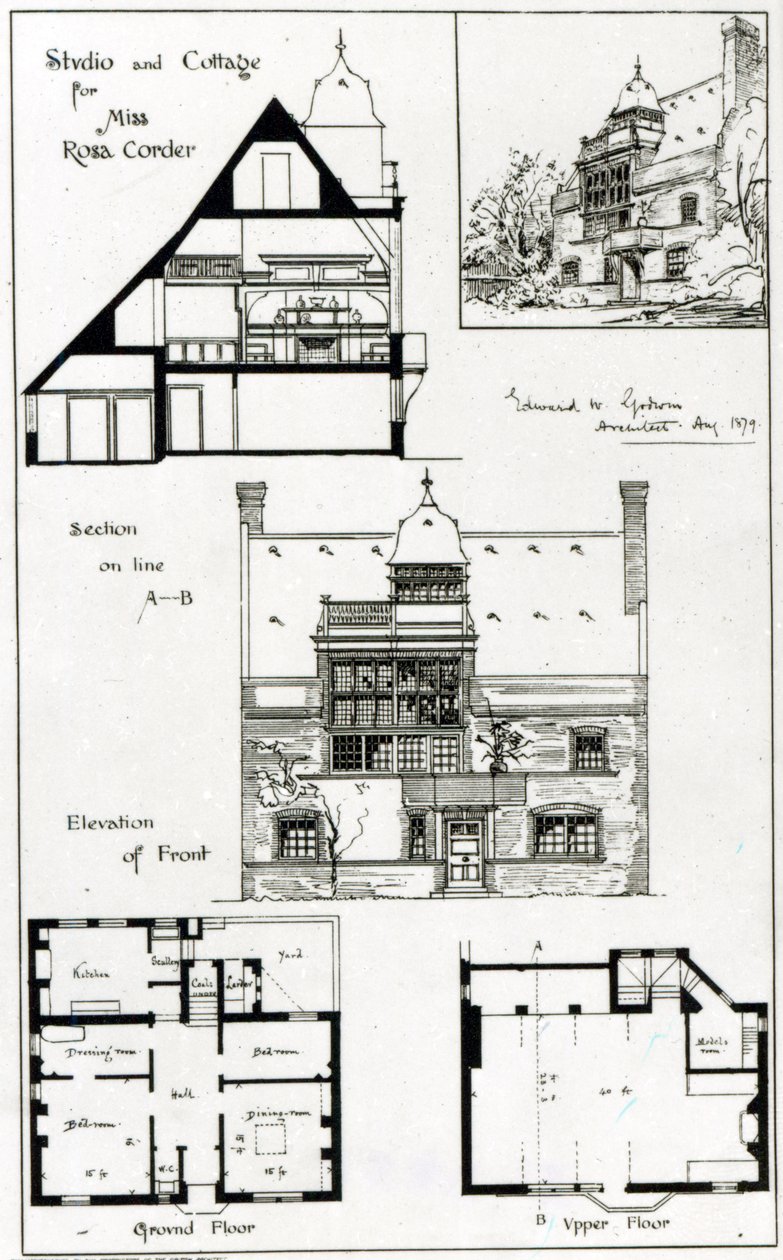 Studio ja mökki Miss Rosa Corderille, British Architect, 3. lokakuuta 1879 tekijältä English School