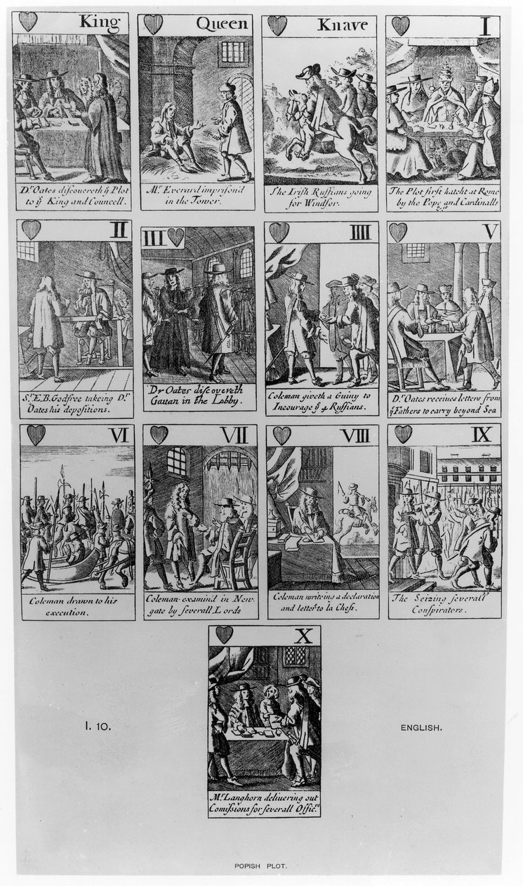 Sydänpuku, joka havainnollistaa Popish Plotia, 1679 tekijältä English School