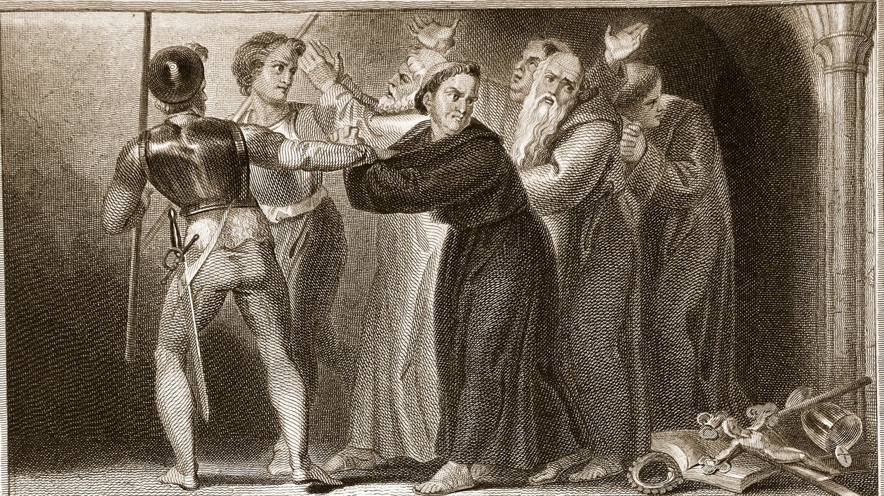 Luostarien tukahduttaminen, David Humesin kuvitus Englannin historia, pub. R. Bowyer, Lontoo, 1812 tekijältä English School