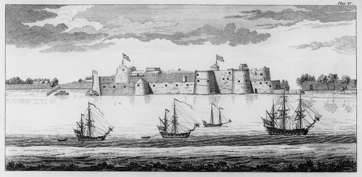 Surat Fort, Gujarat, Intia, n. 1770 (kaiverrus) tekijältä English School