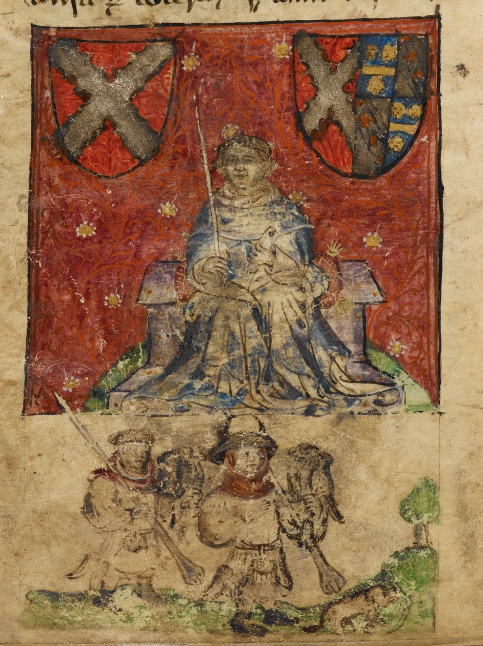 Symmachus, kuvitus "Kerdeston Hawking Book: kokoelma tutkielmia Hawkingista", n. 1430-45 (vellum) tekijältä English School