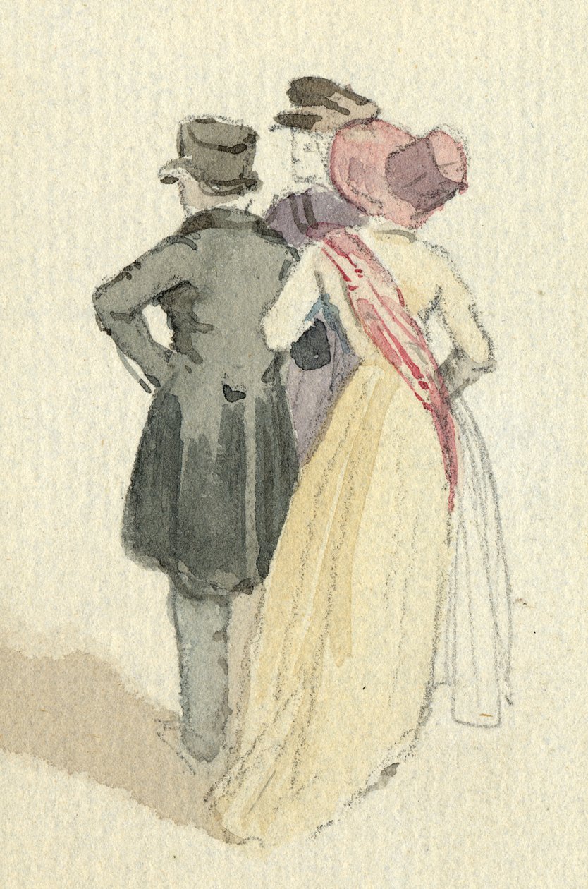 Kolme hahmoa, n.1825 (wc paperilla) tekijältä English School