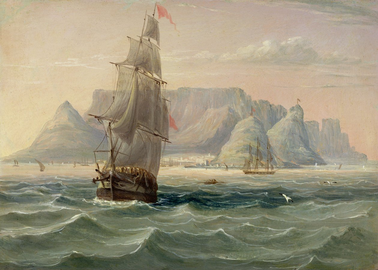 Pöytävuori, Kapkaupunki, merestä, 1820 (öljy kortille) tekijältä English School