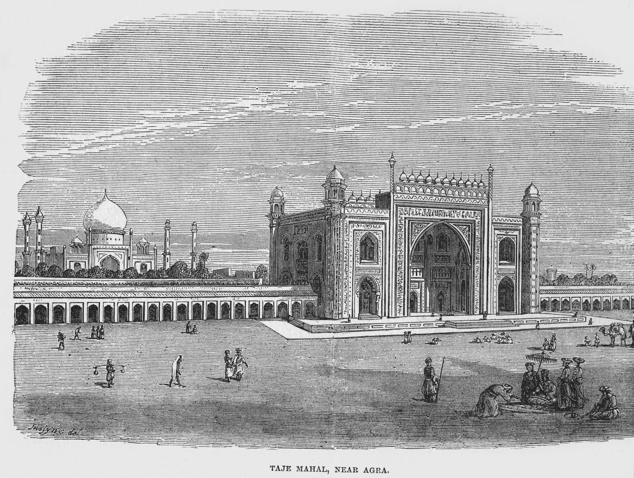 Taj Mahal, lähellä Agraa (kaiverrus) tekijältä English School