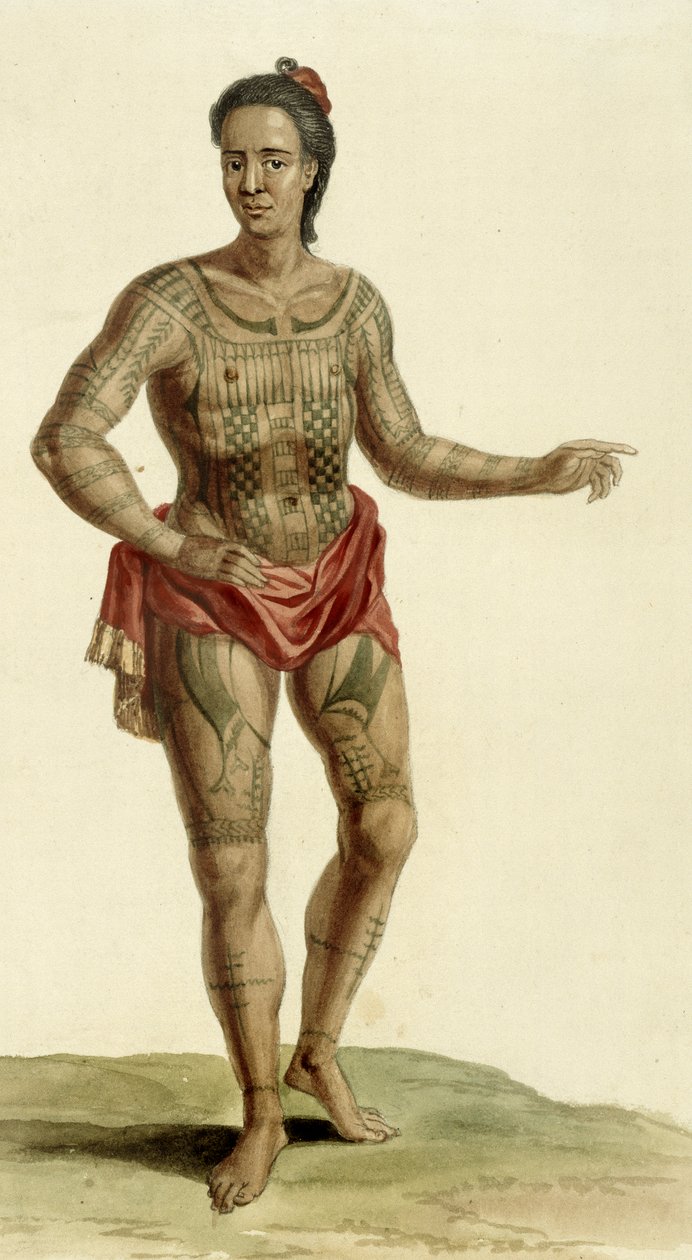 Tatuoitu havaijilainen soturi, 1824 tekijältä English School