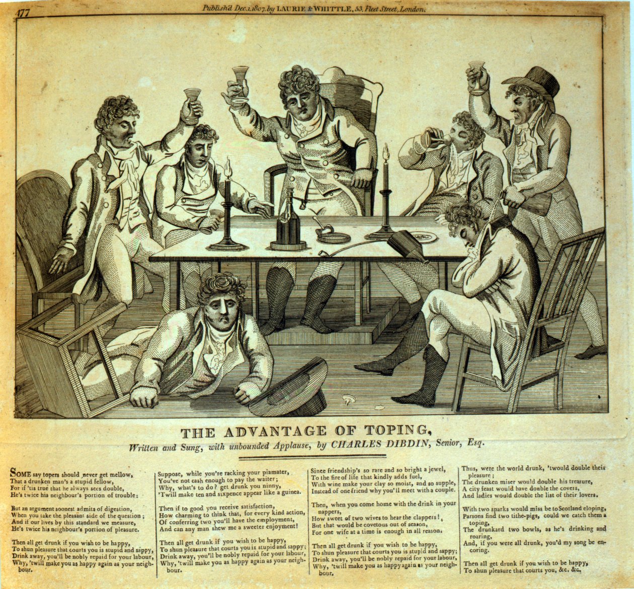 The Advantage of Toping, kirjoittanut ja laulanut Charles Dibdin (1745-1814), pub. kirjoittanut Laurie & Whittle, 1807 tekijältä English School