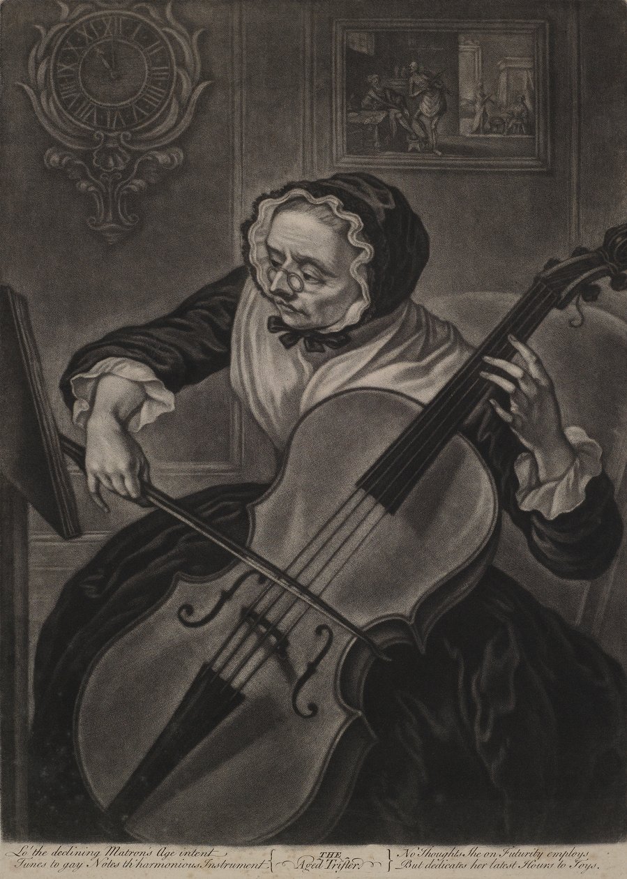 The Aged Trifler, n. 1750 (mezzotint) tekijältä English School