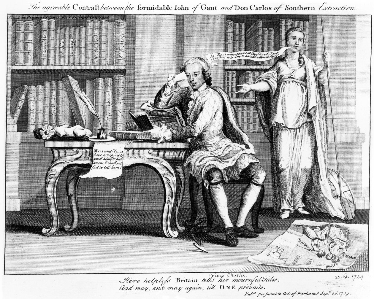 Hyvä kontrasti mahtavan John of Gantin ja Don Carlos of Southern Extractionin välillä, 1749 tekijältä English School