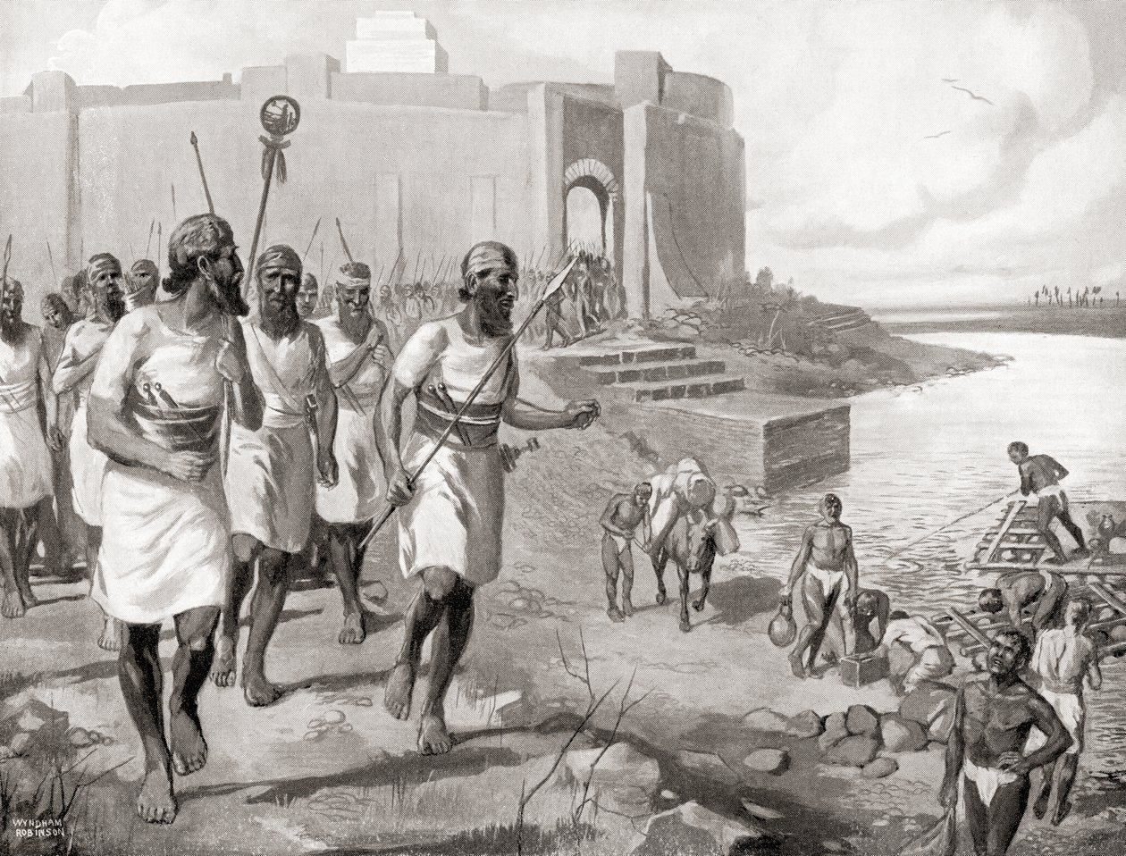 Assyrian armeija lähdössä Assurin kaupungista vastustamaan läntisiä seemiläisiä, Hutchinson