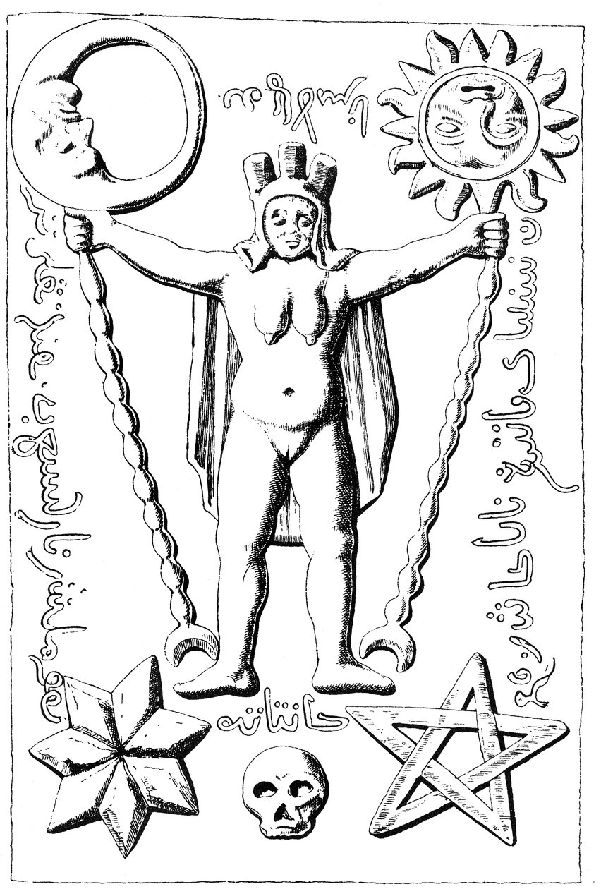 Temppeliläisten Baphomet, esimerkki Essaroisista (Burgundia) löydetystä kiviarkasta tekijältä English School