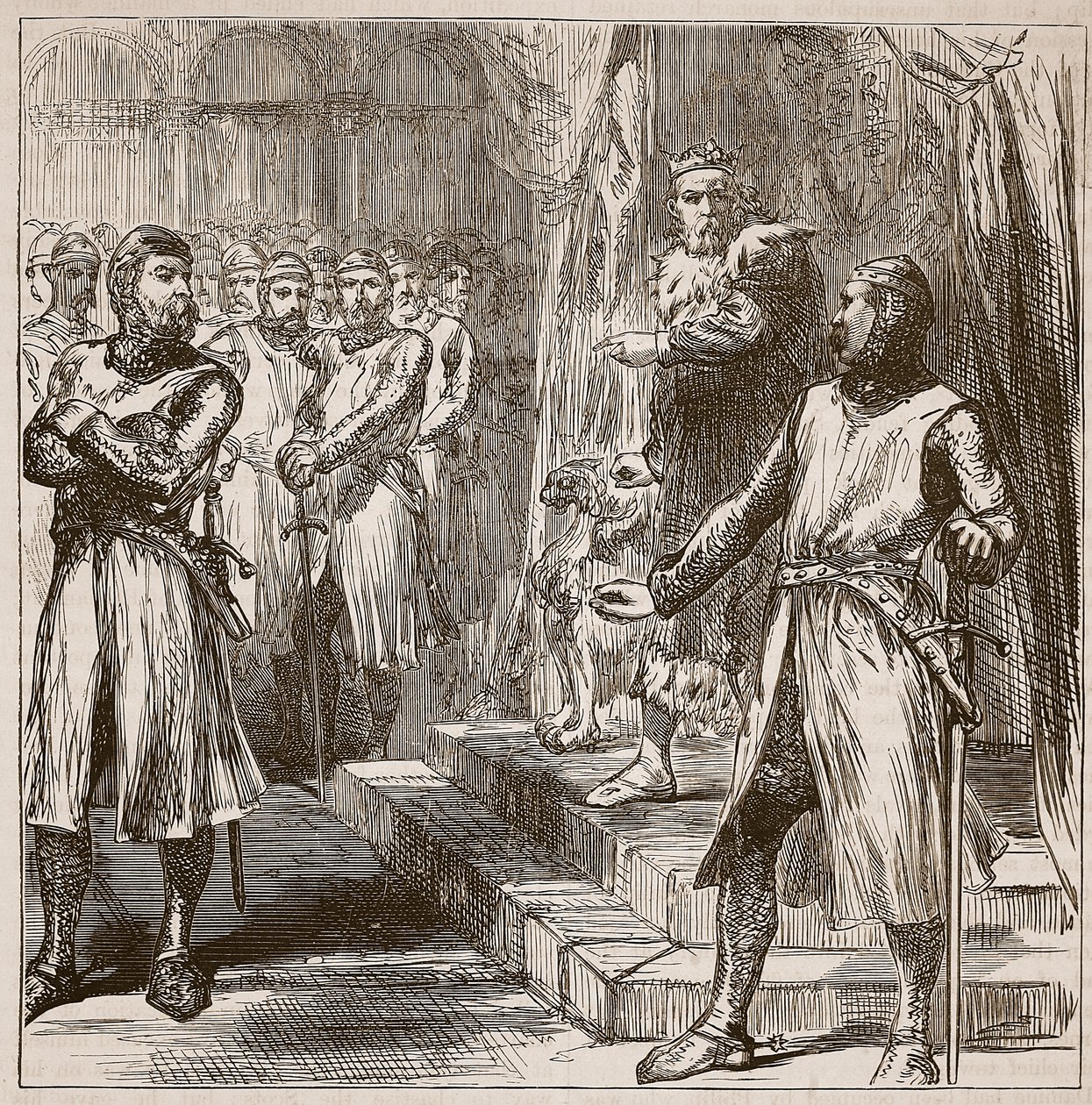 Barons kapina kuningasta vastaan, kuvitus Cassells Illustrated History of Englandista (seepiakuva) tekijältä English School