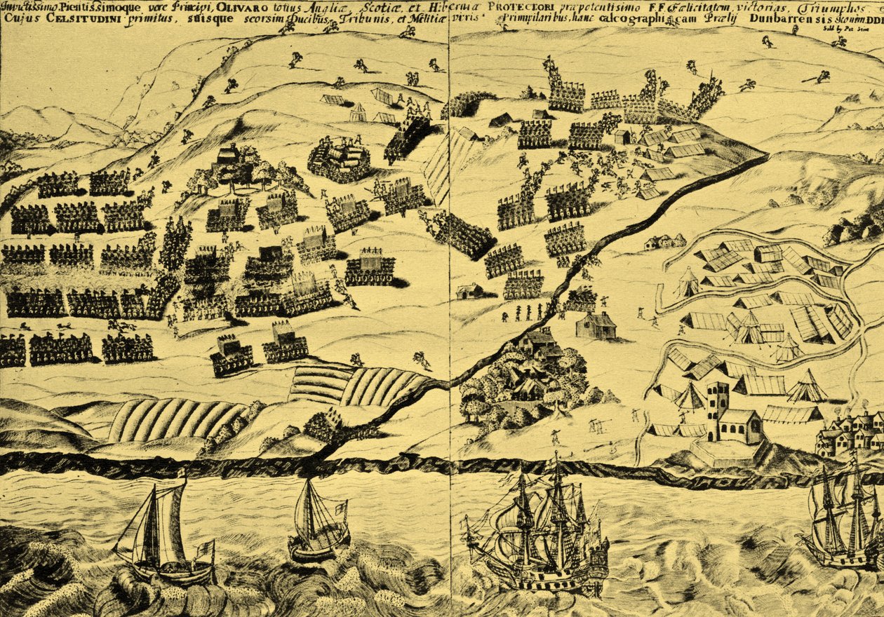 Dunbarin taistelu, C.W. Wedgewoodin kirjasta "Battlefields in Britain" (Taistelukentät Britanniassa). tekijältä English School